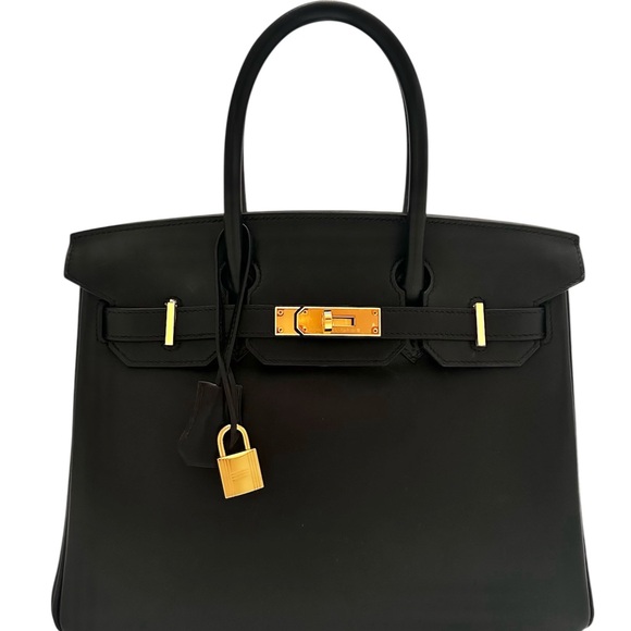 Authentic Hermes Birkin 30 Noir - Veau Evercalf with Gold Hardware - Picture 1 of 12